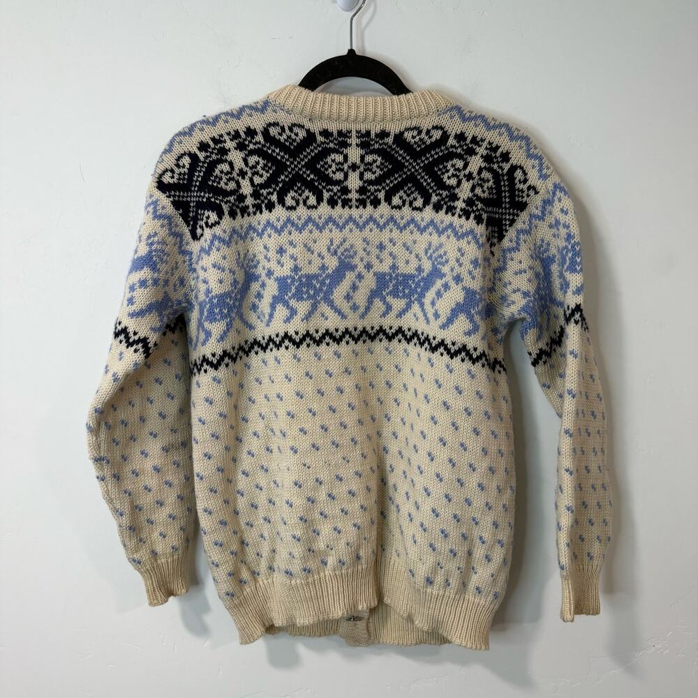 Dale of Norway Vintage Women's Sweater Cardigan Wool‎ Nordic Cream Blue Small - Picture 2 of 9